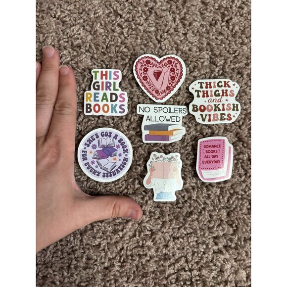 Lot of 7 bookish sticker pack romance readers thick thighs bookish vibes - Picture 4 of 4